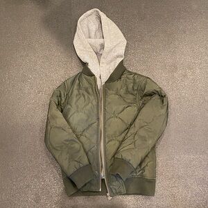 Appaman Dark Green Quilted Jacket with Grey Hood